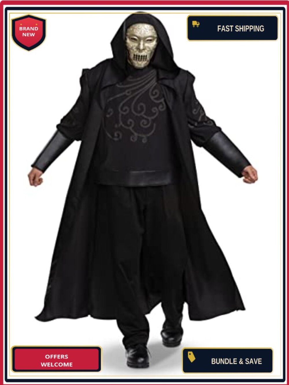 Official Harry Potter Death Eater Costume Hooded Robe Mask Adult